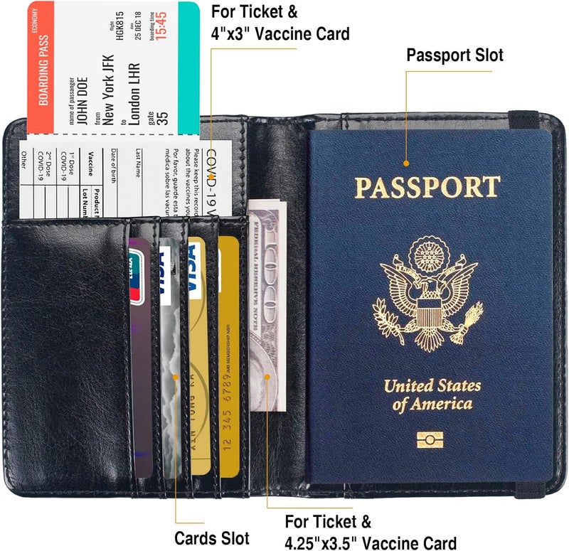 FACATH Premium Passport Holder for Travel, RFID Blocking Passport Cover Slim, Durable & Travel-Friendly, Passport Wallet Keep Your Documents Safe & Organized (Black) - Image 3